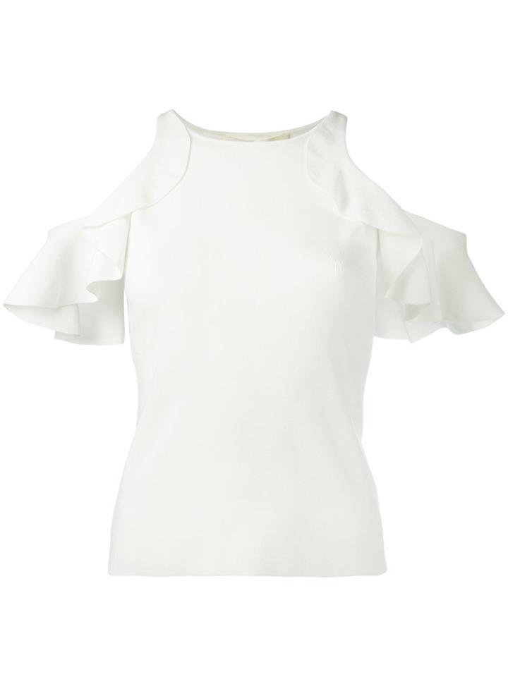 Jonathan Simkhai Ruffle Trim Tank, Women's, Size: Small, White, Rayon/nylon/spandex/elastane