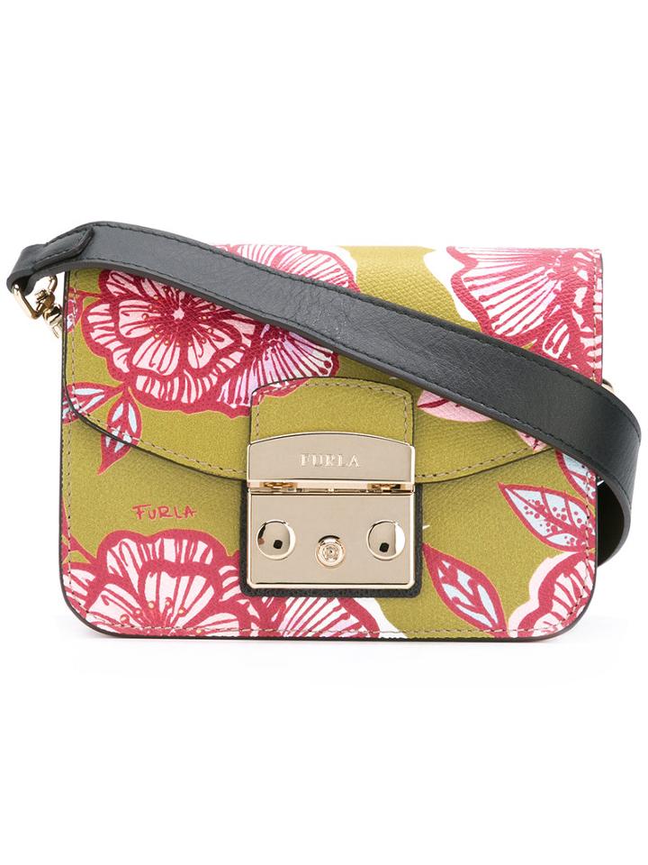 Furla Floral Print Cross Body Bag, Women's, Yellow/orange, Calf Leather