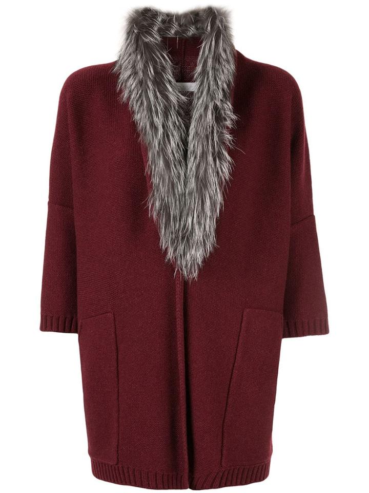 Fabiana Filippi Fur Trim Cardi-coat - Red