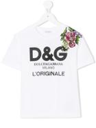 Dolce & Gabbana Kids - Floral Embroidered T-shirt - Kids - Cotton/polyamide/polyester/viscose - 12 Yrs, White