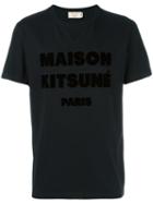 Maison Kitsuné Logo Print T-shirt, Men's, Size: Large, Black, Cotton