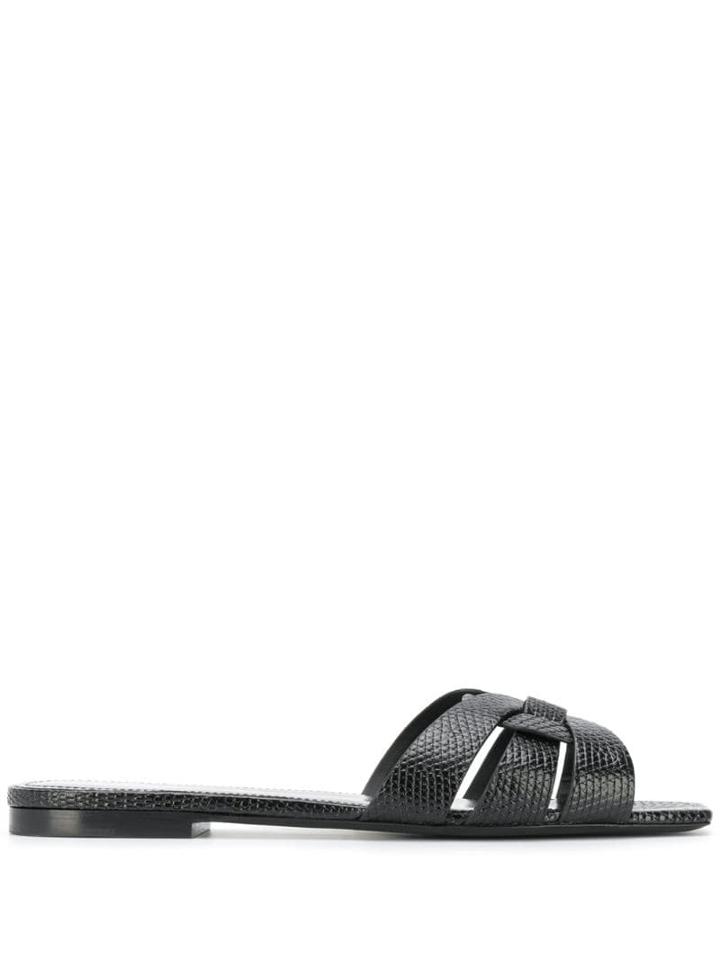 Saint Laurent Tribute Flat Slides - Black