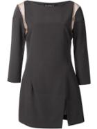 Haney 'annie' Mesh Shoulder Dress, Women's, Size: 4, Grey, Silk/spandex/elastane