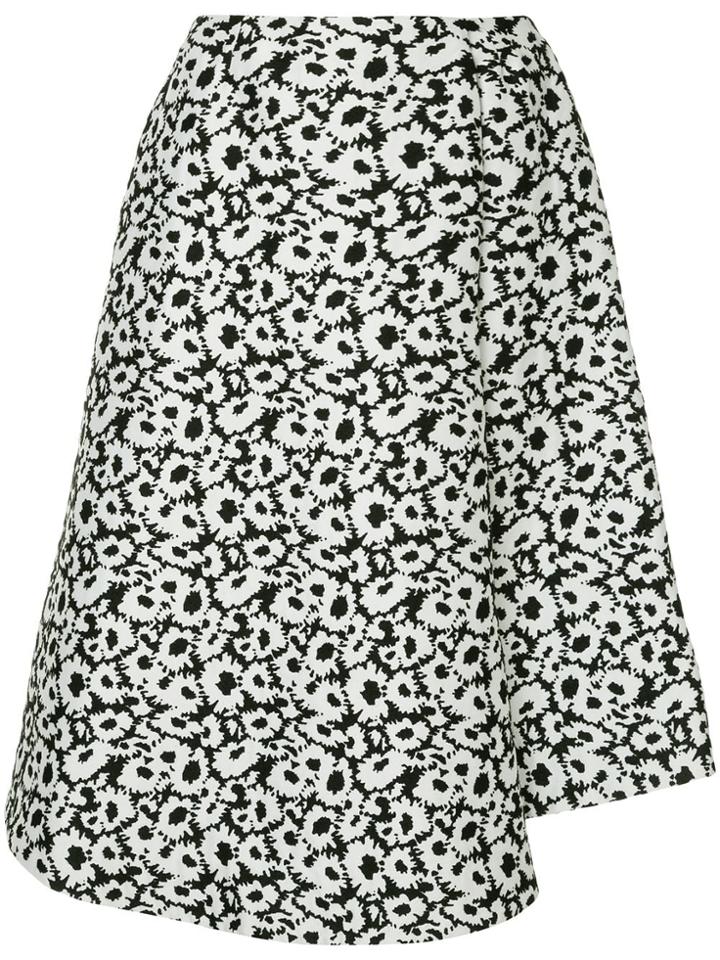 Le Ciel Bleu Printed Asymmetric Midi Skirt - White