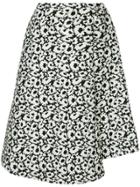 Le Ciel Bleu Printed Asymmetric Midi Skirt - White