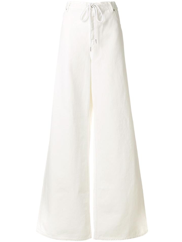 Mm6 Maison Margiela Drawstring Waist Wide Leg Trousers - White