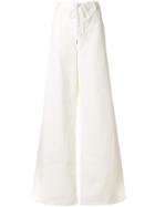 Mm6 Maison Margiela Drawstring Waist Wide Leg Trousers - White