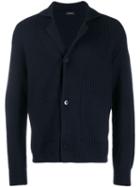 Z Zegna Ribbed Long Sleeve Cardigan - Blue