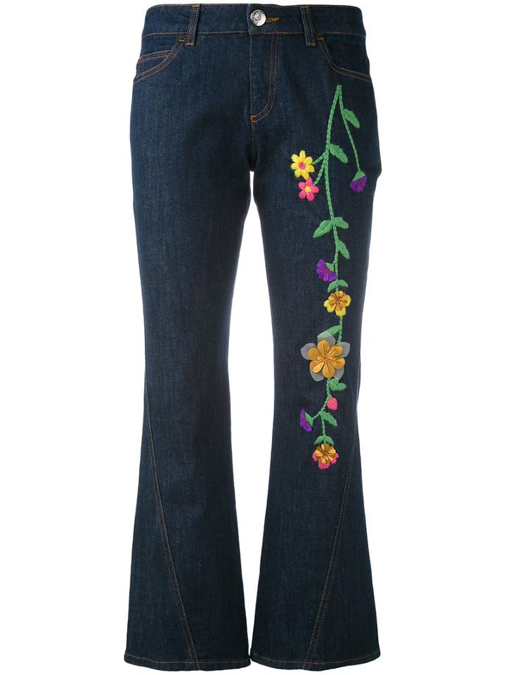 See By Chloé - Embroidered Denim Kick Flare Jeans - Women - Silk/cotton/acrylic/wool - 27, Blue, Silk/cotton/acrylic/wool