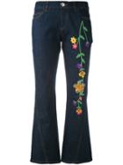 See By Chloé - Embroidered Denim Kick Flare Jeans - Women - Silk/cotton/acrylic/wool - 27, Blue, Silk/cotton/acrylic/wool