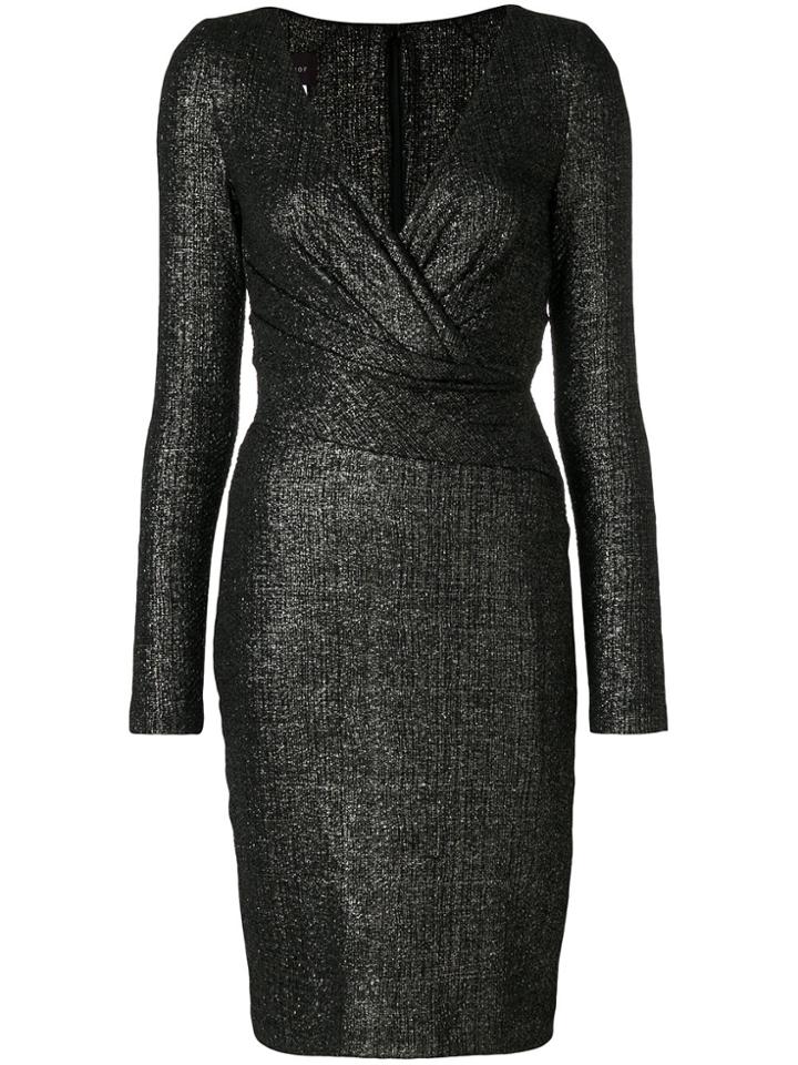 Talbot Runhof Fitted V-neck Dress - Black