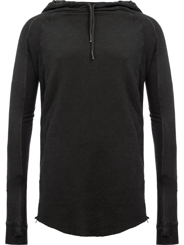 Masnada Slim Fit Raw Edge Hoody, Men's, Size: 46, Black, Cotton/polyester