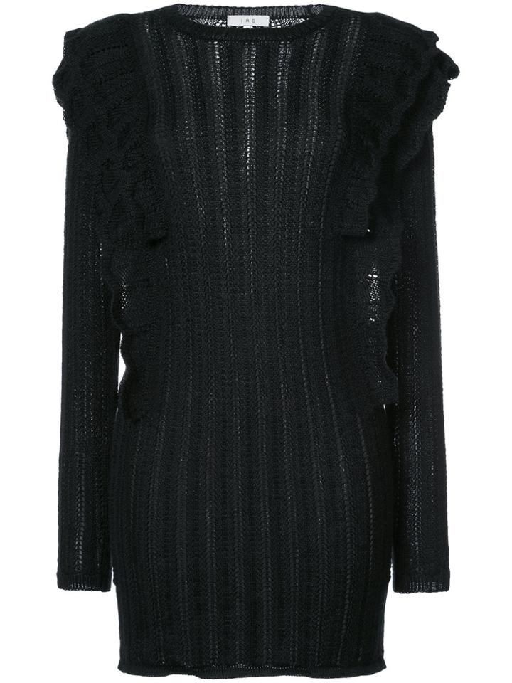 Iro Fringed Mini Knitted Dress - Black
