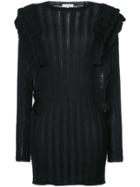 Iro Fringed Mini Knitted Dress - Black