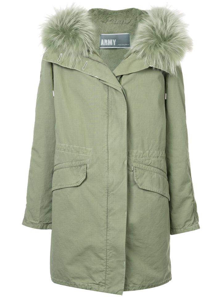 Yves Salomon Fur Collar Parka - Green