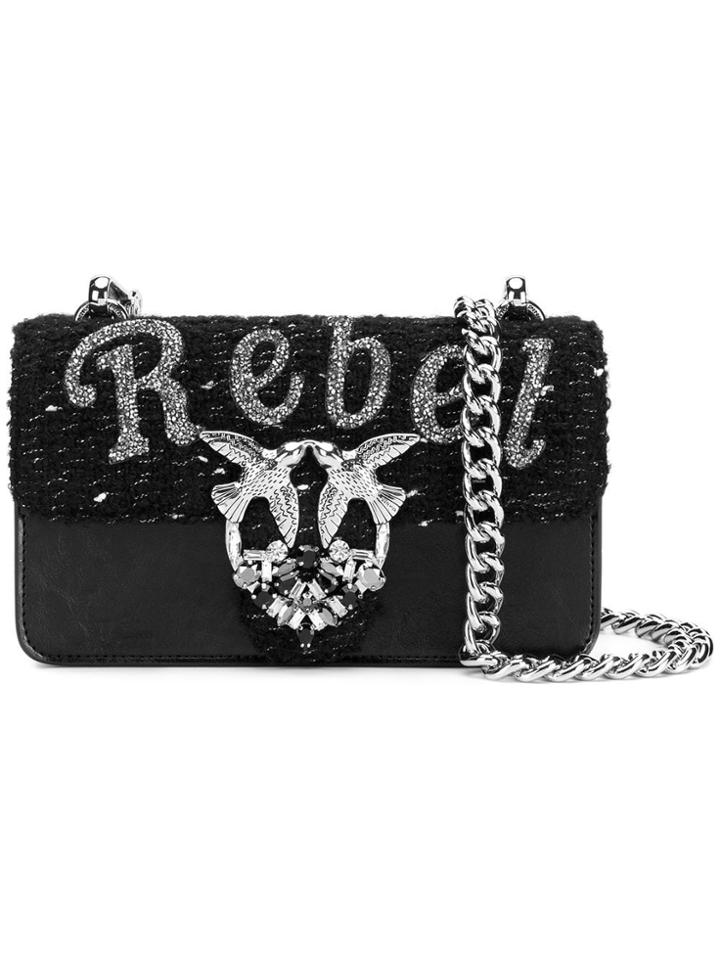 Pinko Rebel Embellished Shoulder Bag - Black