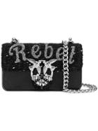 Pinko Rebel Embellished Shoulder Bag - Black