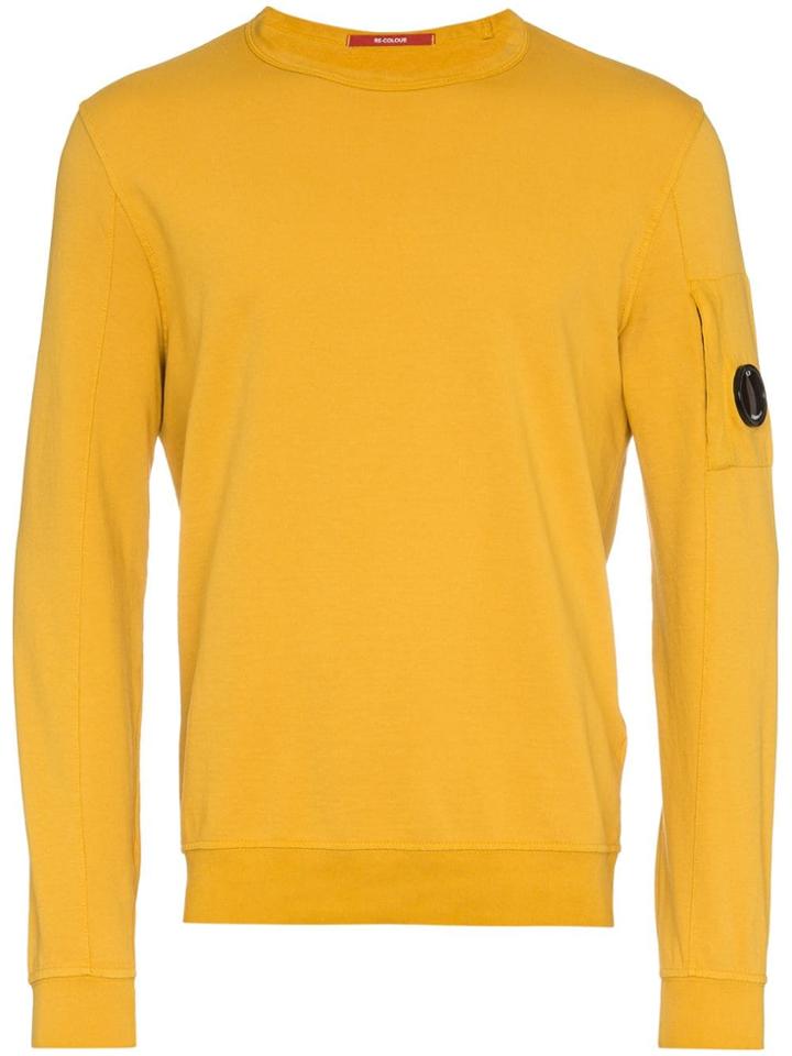 Cp Company Yellow Logo Embellished Cotton Sweater - Yellow & Orange