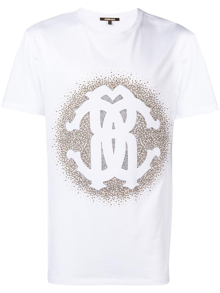 Roberto Cavalli Embellished Logo T-shirt - White