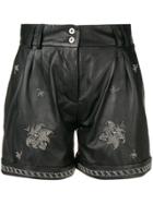 Dondup Rhinestone-embellished Leather Shorts - Black
