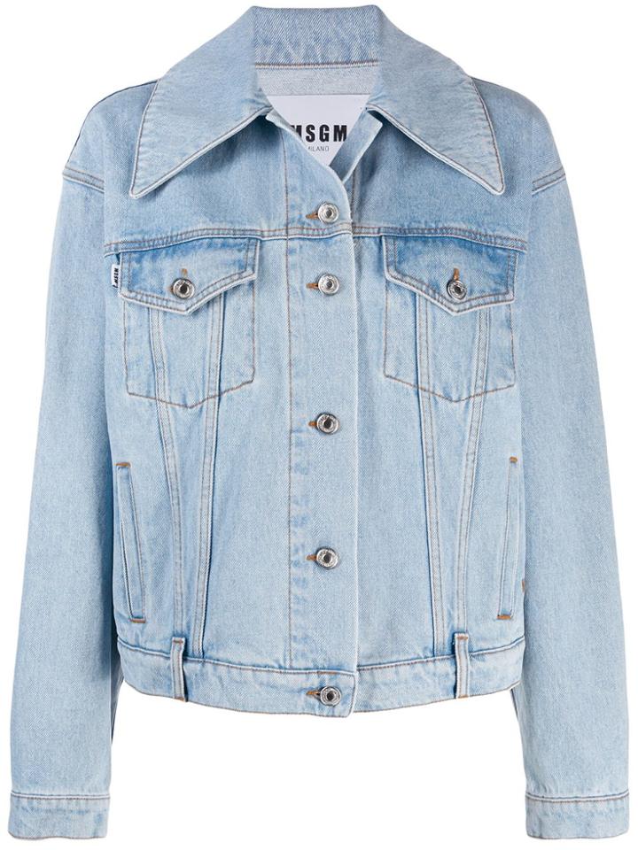 Msgm Oversized Collar Denim Jacket - Blue