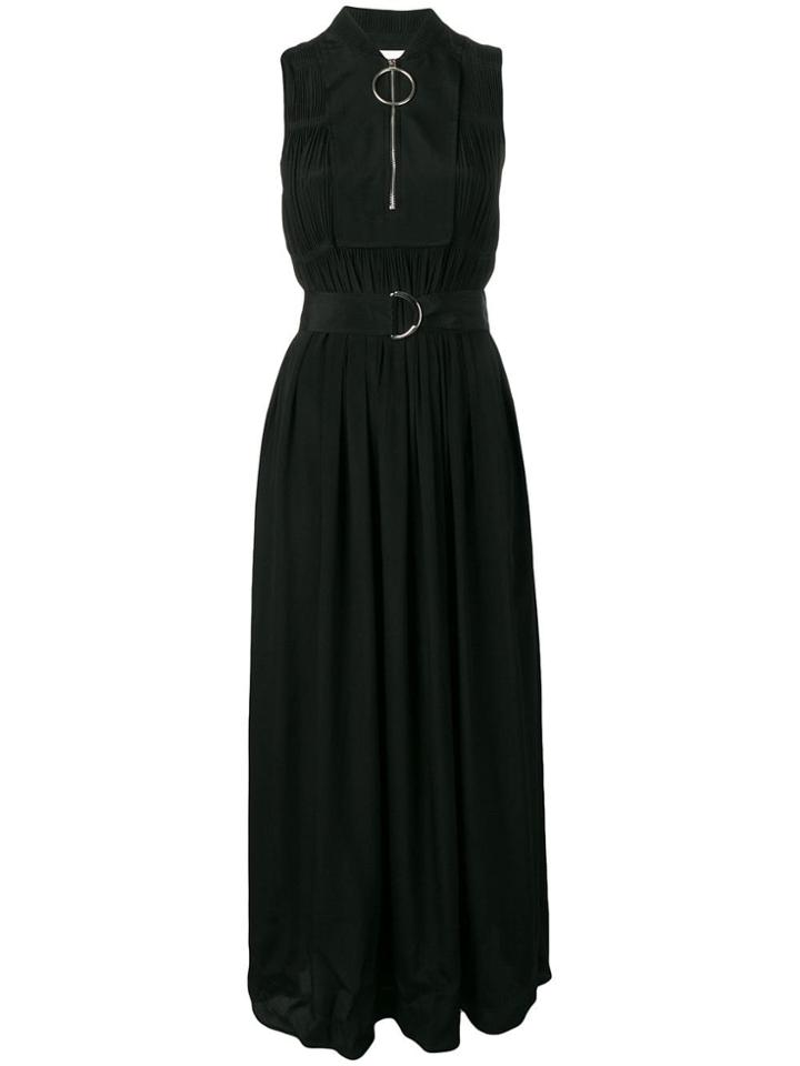 Cédric Charlier Micro-pleated Long Dress - Black