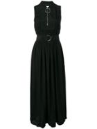 Cédric Charlier Micro-pleated Long Dress - Black