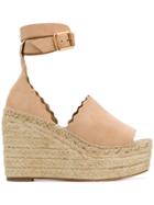 Chloé Scalloped Trim Wedges - Nude & Neutrals