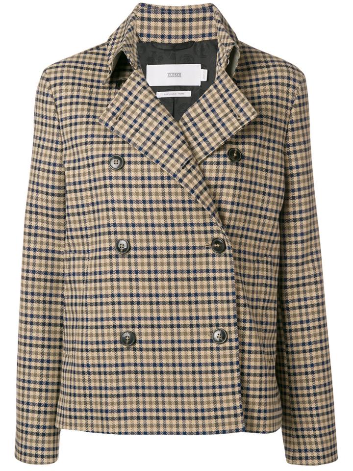 Closed Checked Double-breasted Jacket - Brown