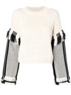 3.1 Phillip Lim Long Sleeve Fringed Sweater - Neutrals