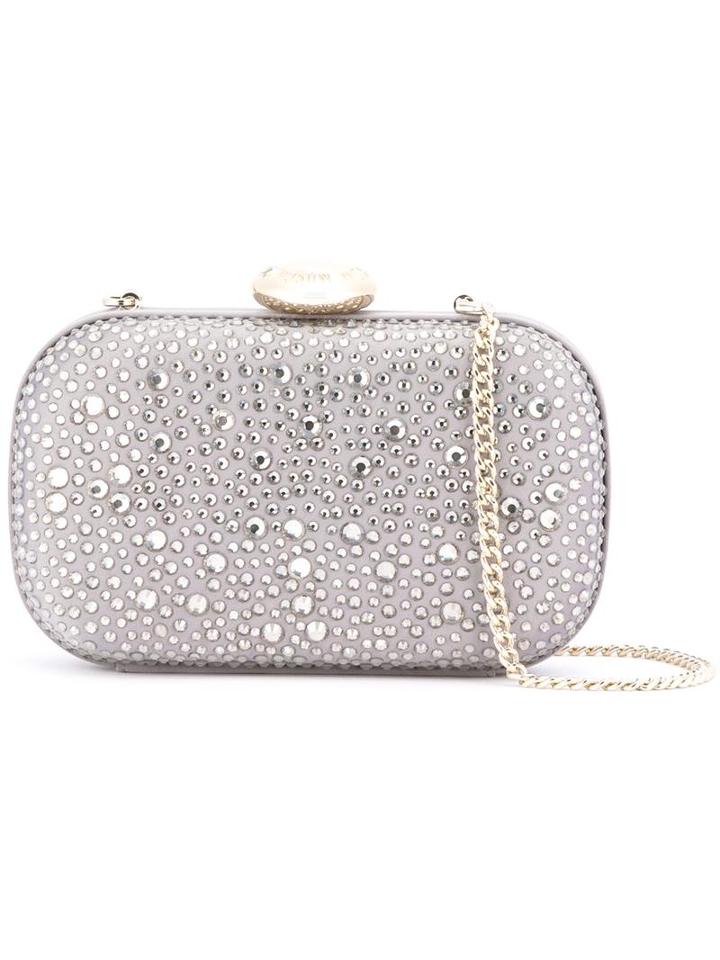 Love Moschino Embellished Clutch, Women's, Grey, Pvc/satin