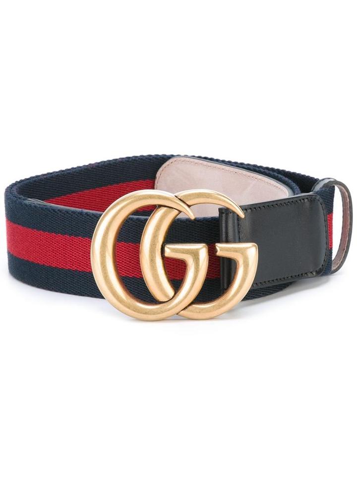 Gucci Web Canvas Belt, Women's, Size: 90, Blue, Cotton/leather