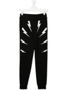 Neil Barrett Kids Teen Lightning Print Trousers - Black