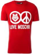 Love Moschino Logo Print T-shirt, Men's, Size: Small, Red, Cotton/spandex/elastane