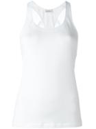 La Perla Lace Insert Racerback Vest, Women's, Size: 2, White, Cotton/spandex/elastane