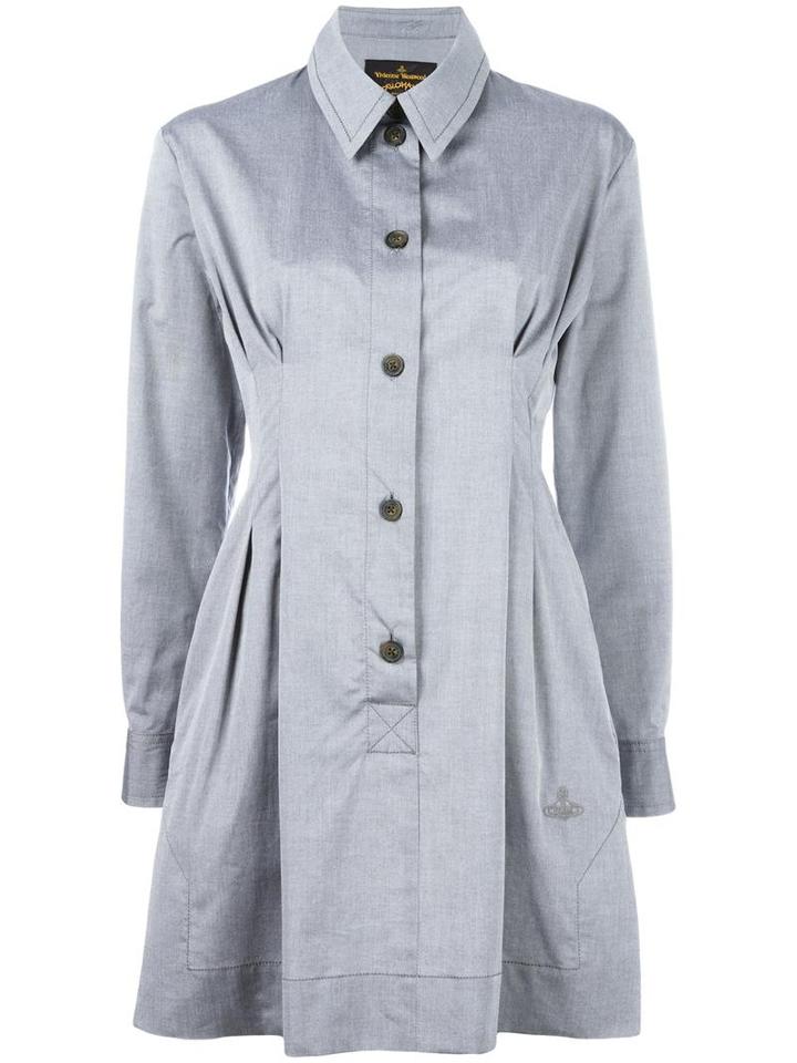 Vivienne Westwood Anglomania Pleated Detail Shirt Dress, Women's, Size: 40, Grey, Cotton
