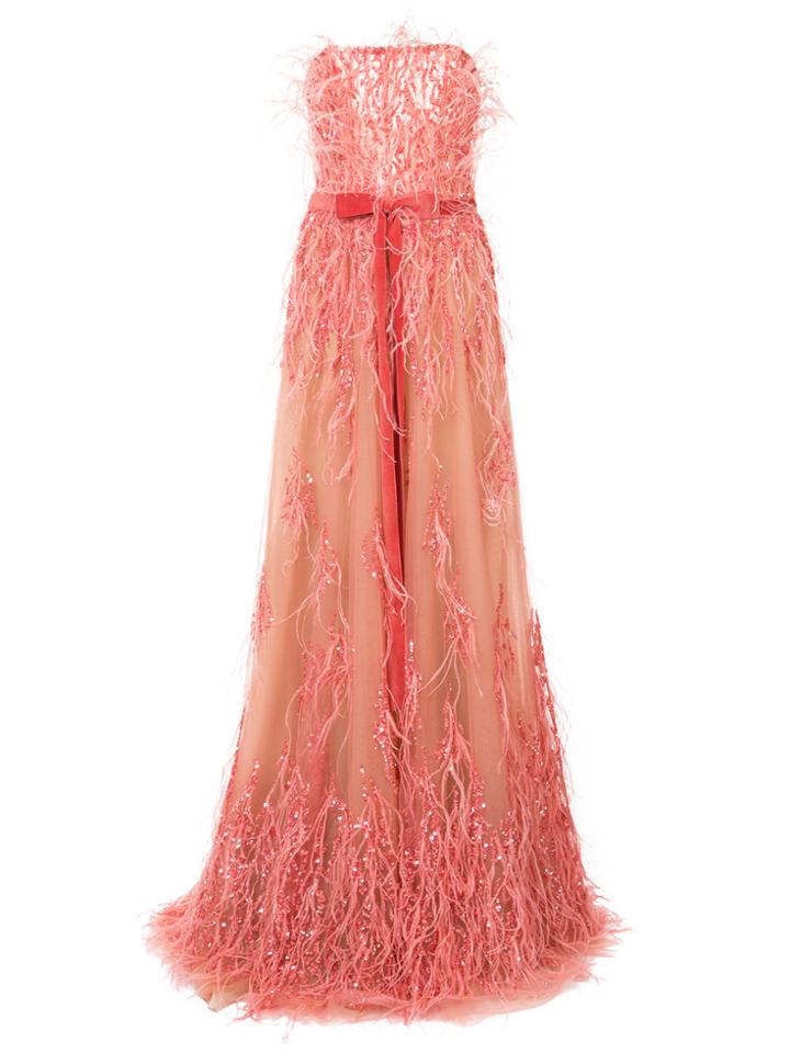 Marchesa Embroidered Maxi Dress - Pink & Purple