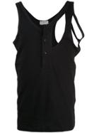 Yohji Yamamoto Cut-out Henry Tank Top - Black