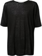 Isabel Benenato Crew-neck T-shirt, Men's, Size: Xl, Black, Linen/flax