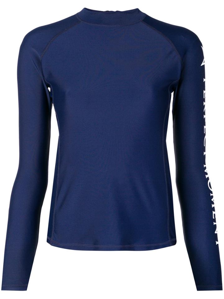 Perfect Moment Logo Print Long Sleeve Rash Guard - Blue
