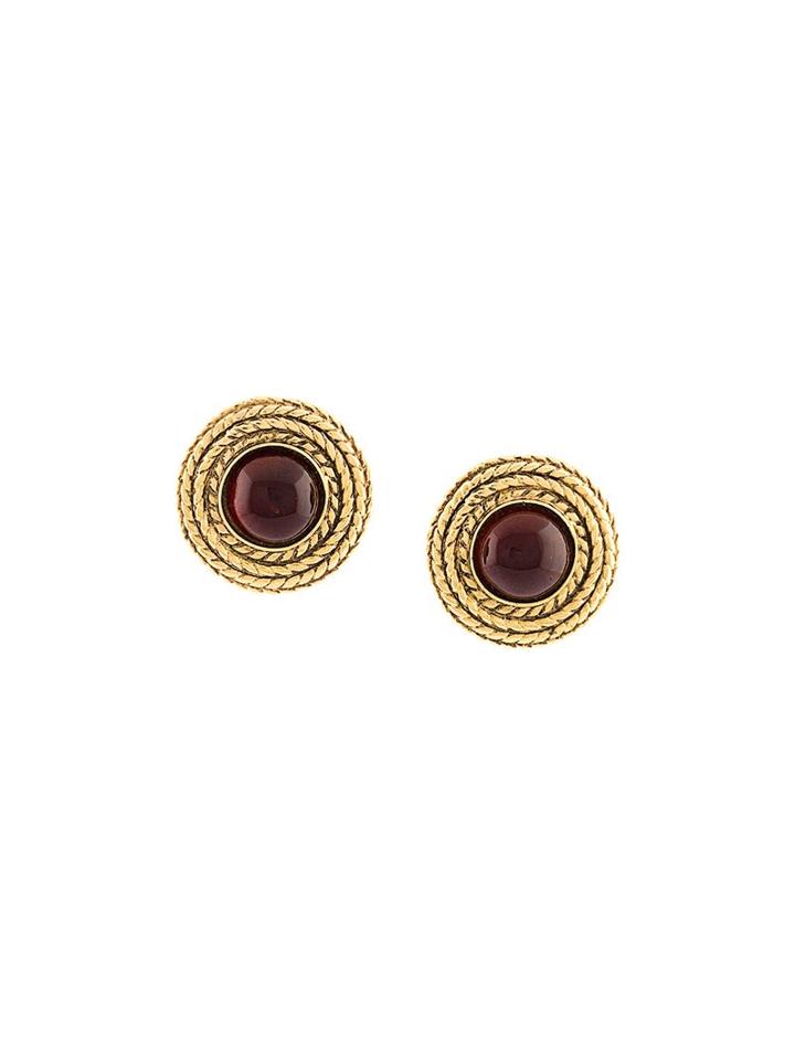 Chanel Vintage Gripoix Clip-on Stud Earrings, Women's, Yellow/orange