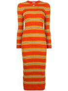 Courrèges Striped Fitted Knitted Dress - Yellow & Orange