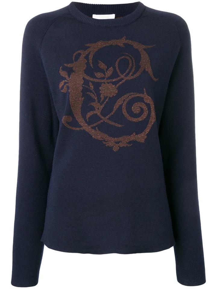 Chloé Baroque Lurex Intarsia Sweater - Blue