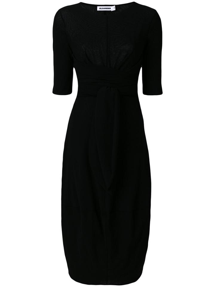 Jil Sander Half Sleeve Midi Dress - Black