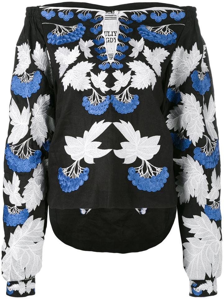 Yuliya Magdych - 'kalyna' Blouse - Women - Linen/flax - M, Black, Linen/flax