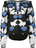 Yuliya Magdych - 'kalyna' Blouse - Women - Linen/flax - M, Black, Linen/flax