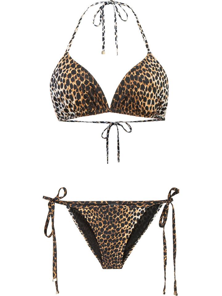 Dolce & Gabbana Leopard-print Bikini, Women's, Size: 3, Nude/neutrals, Nylon/spandex/elastane