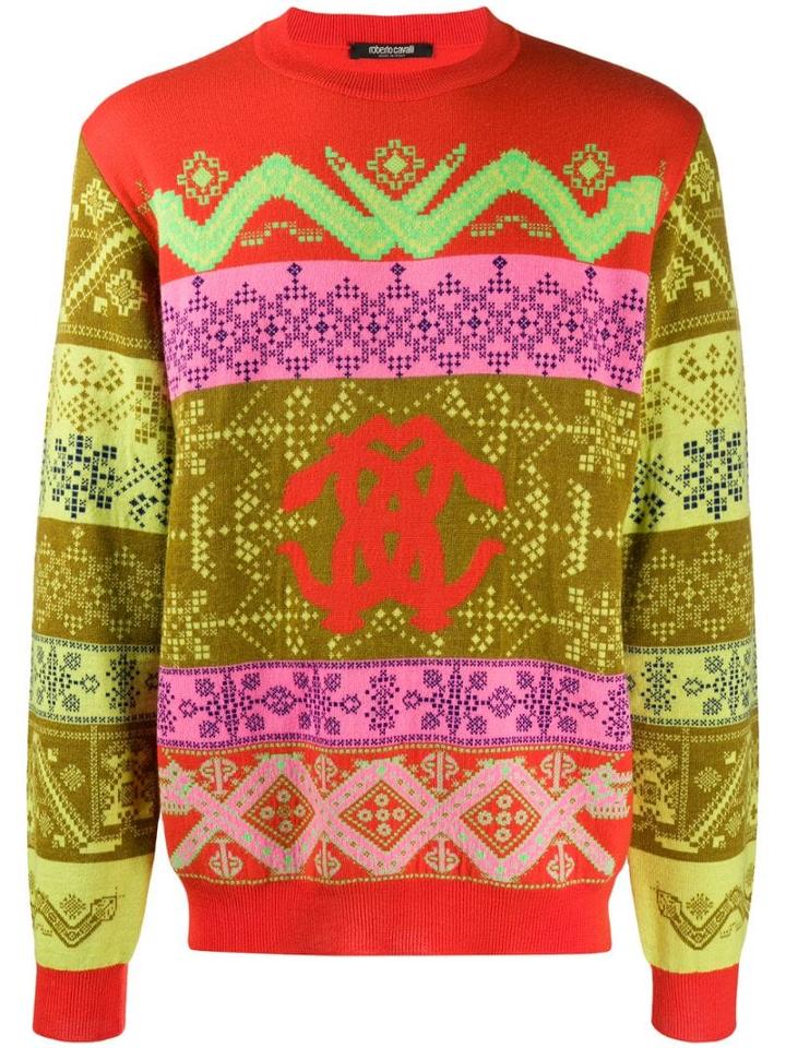 Roberto Cavalli Intarsia-knit Jumper - Orange