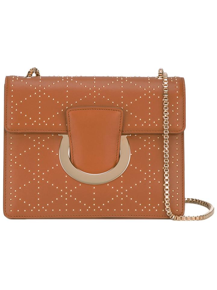 Salvatore Ferragamo - Studded 'thalia' Shoulder Bag - Women - Calf Leather - One Size, Women's, Brown, Calf Leather