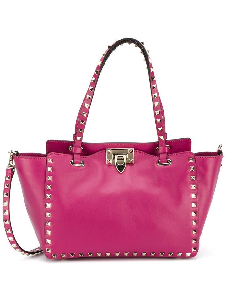 Valentino Valentino Garavani Rockstud Trapeze Tote, Women's, Pink/purple, Leather/metal (other)